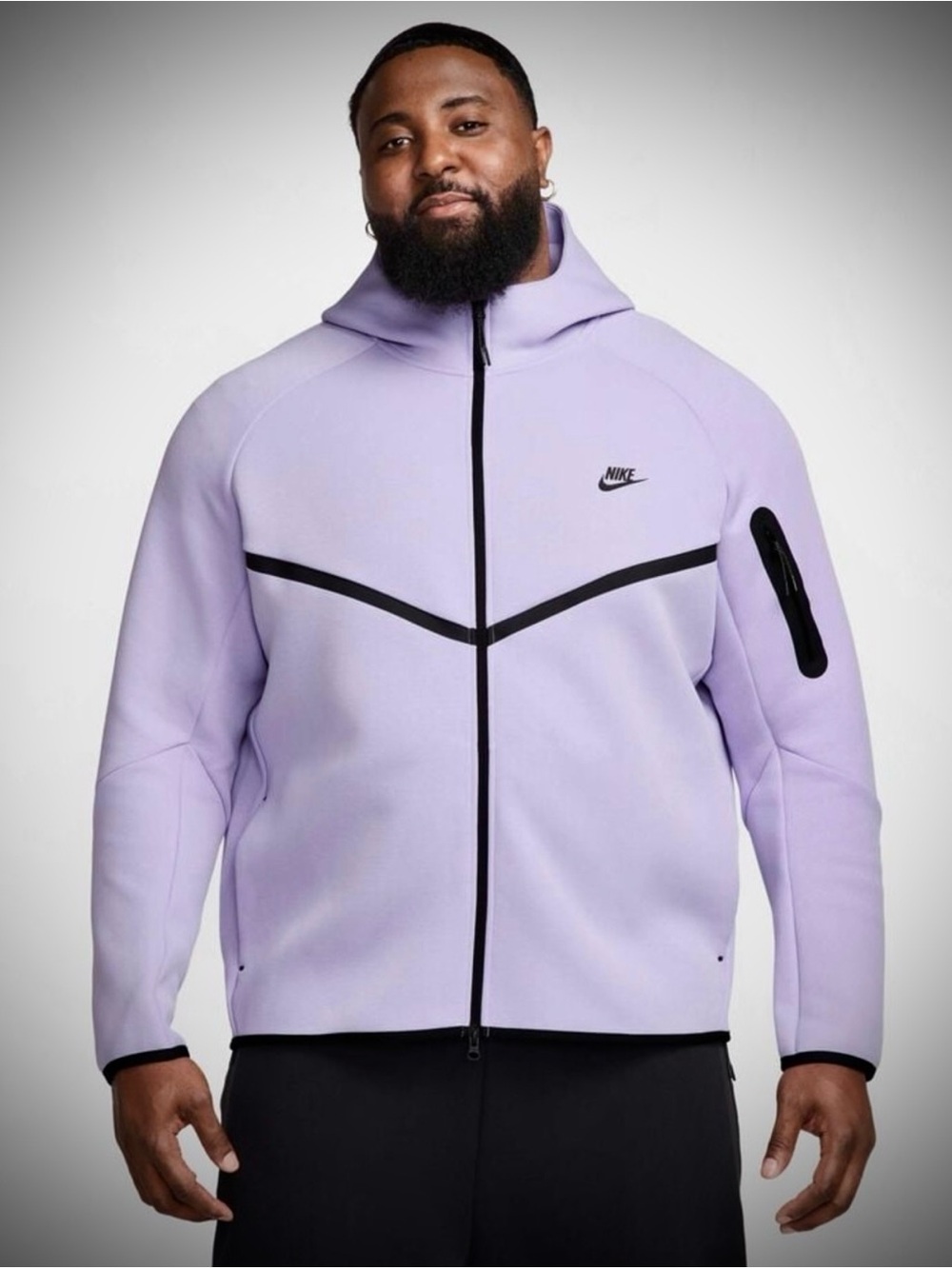 🆕 Nike Tech Fleece Windrunner Full Zip Hoodie Hydrangeas Black XL